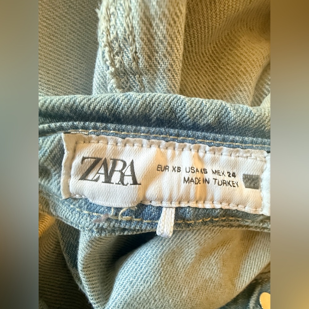 ZARA Light Blue Denim Jumpsuit SIZE: XS - Picture 13 of 15